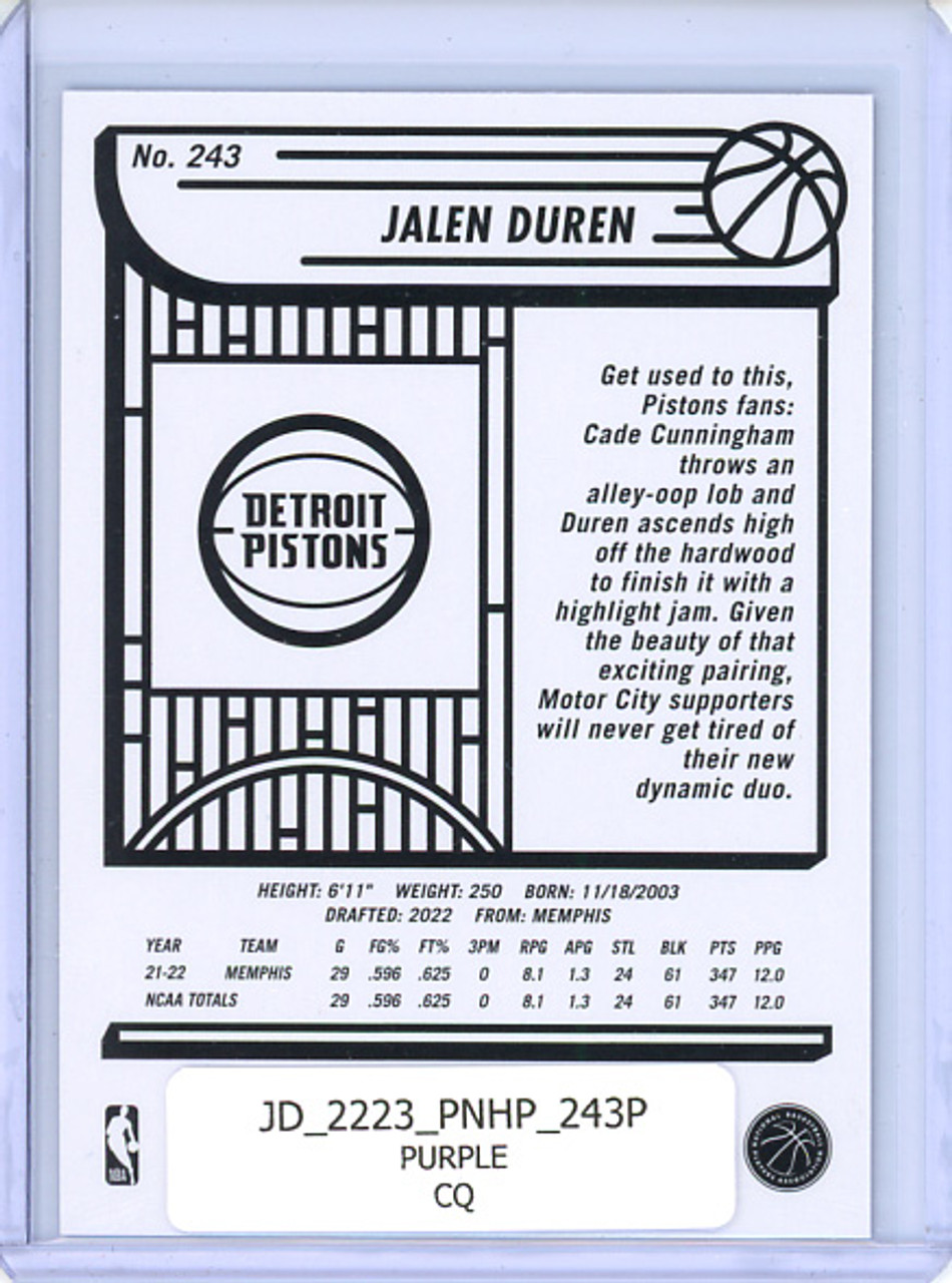 Jalen Duren 2022-23 Hoops #243 Purple (CQ)
