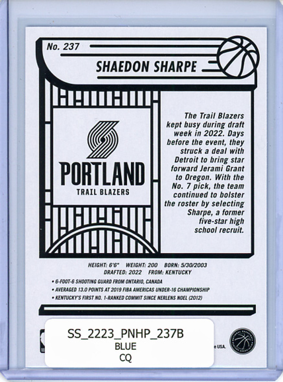Shaedon Sharpe 2022-23 Hoops #237 Blue (CQ)