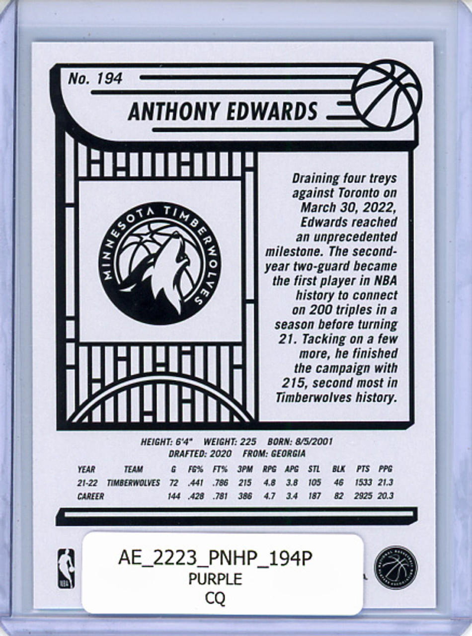Anthony Edwards 2022-23 Hoops #194 Purple (CQ)