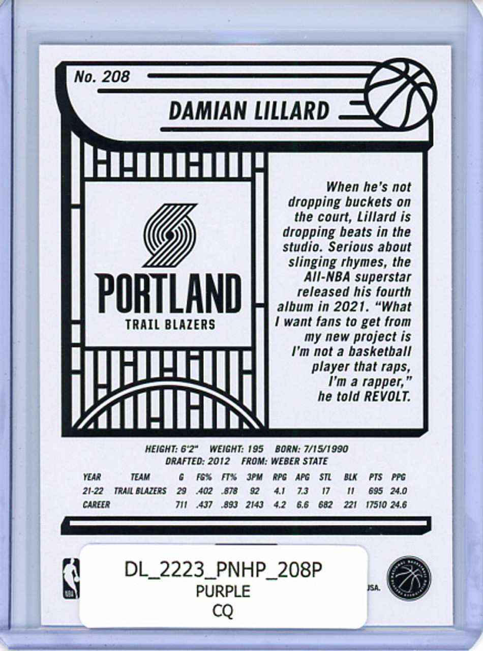 Damian Lillard 2022-23 Hoops #208 Purple (CQ)