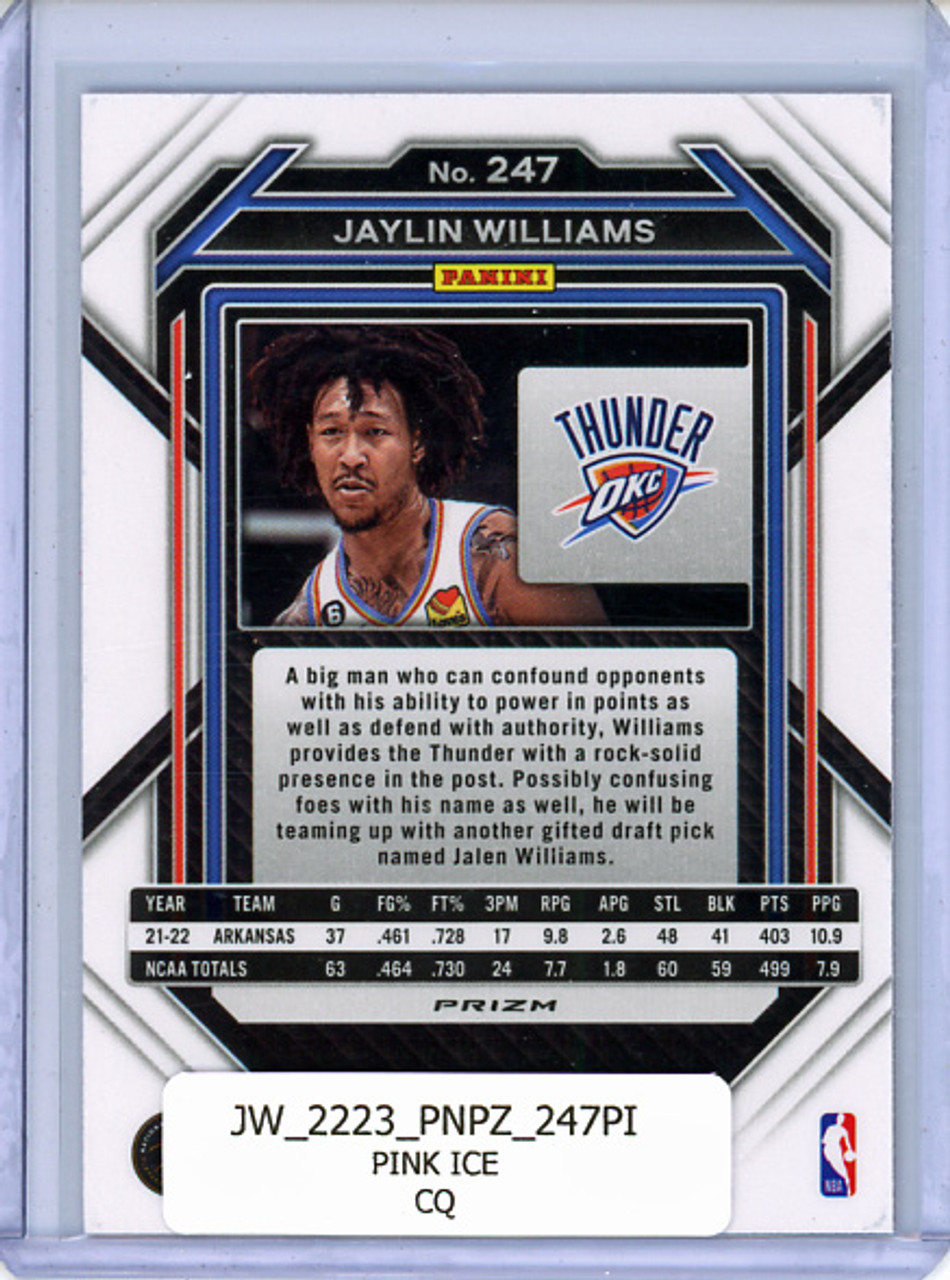 Jaylin Williams 2022-23 Prizm #247 Pink Ice (CQ)