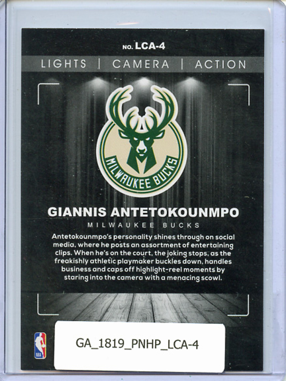 Giannis Antetokounmpo 2018-19 Hoops, Lights Camera Action #LCA-4