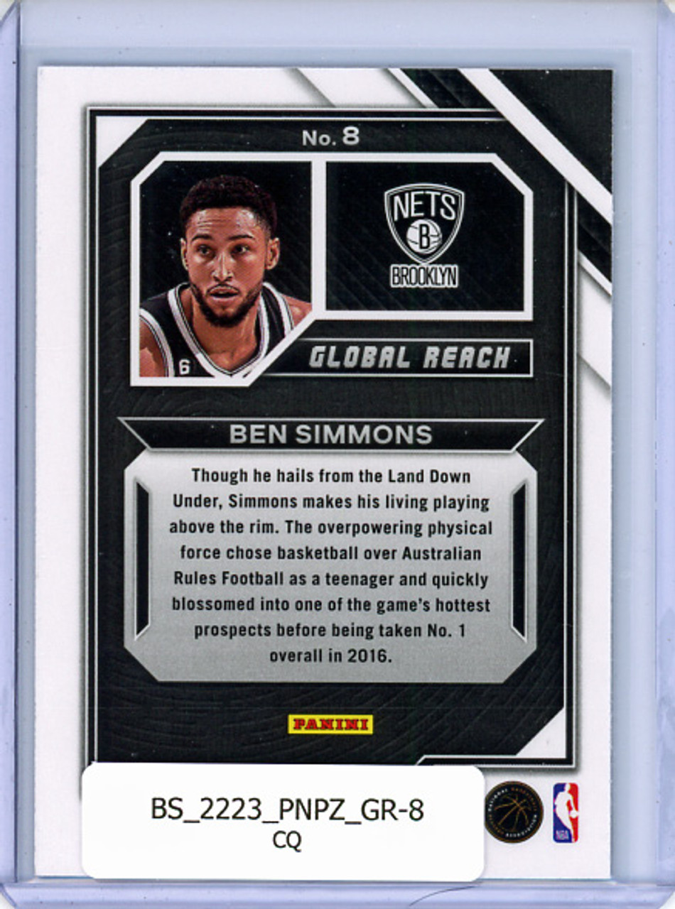 Ben Simmons 2022-23 Prizm, Global Reach #8 (CQ)