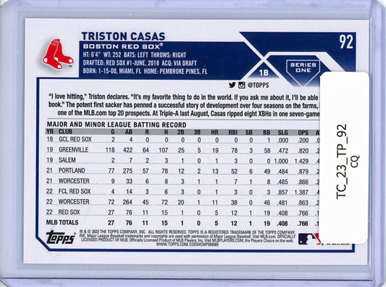 Triston Casas 2023 Topps #92 (CQ)