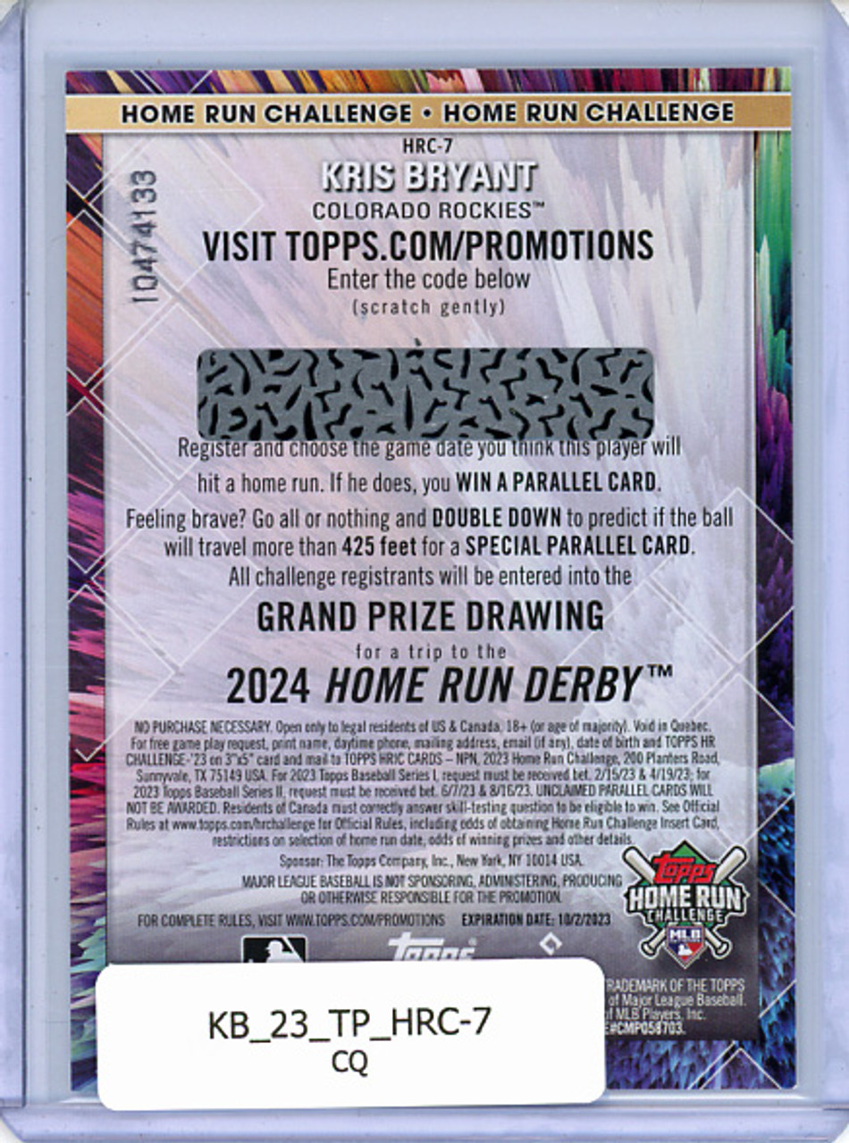 Kris Bryant 2023 Topps, Home Run Challenge Code Card #HRC-7 (CQ)