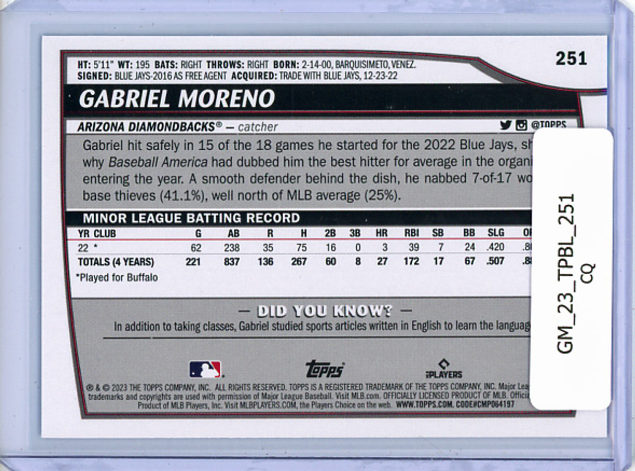 Gabriel Moreno 2023 Big League #251 Blue Foil (CQ)