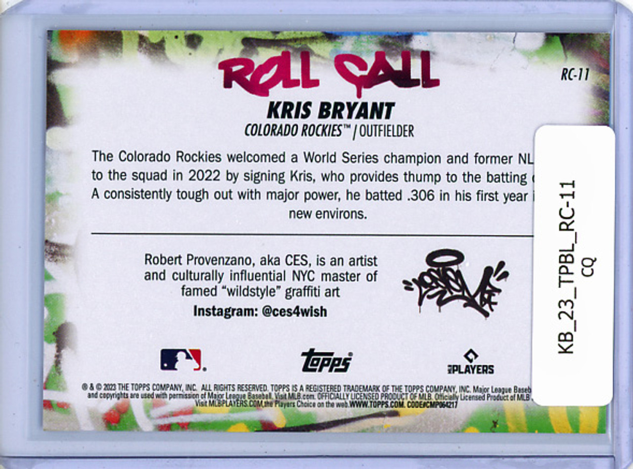 Kris Bryant 2023 Big League, Roll Call Wildstyle Edition #RC-11 (CQ)