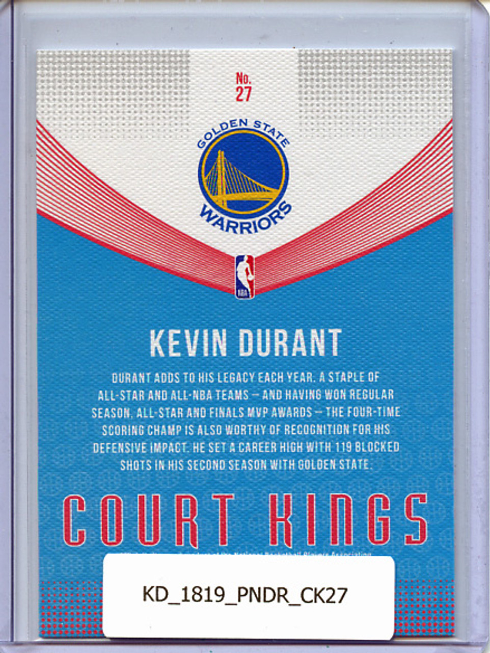 Kevin Durant 2018-19 Donruss, Court Kings #27