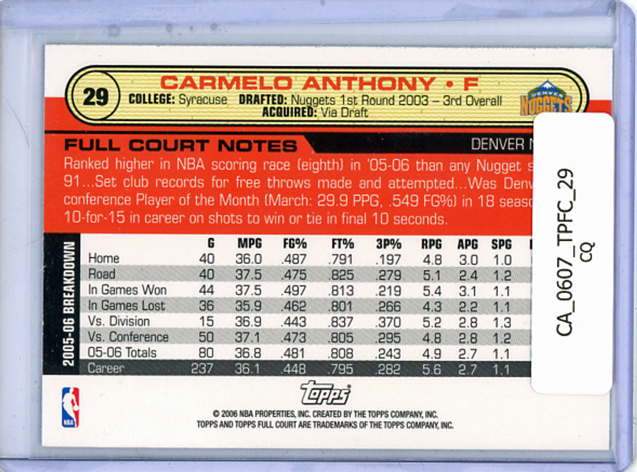 Carmelo Anthony 2006-07 Topps Full Court #29 (CQ)