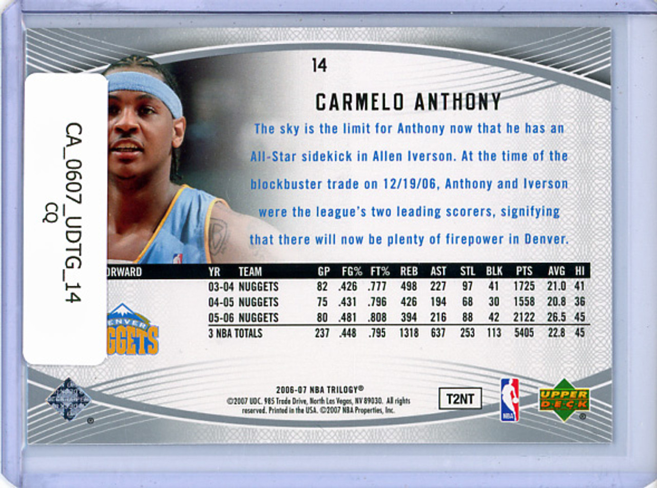 Carmelo Anthony 2006-07 Trilogy #14 (CQ)