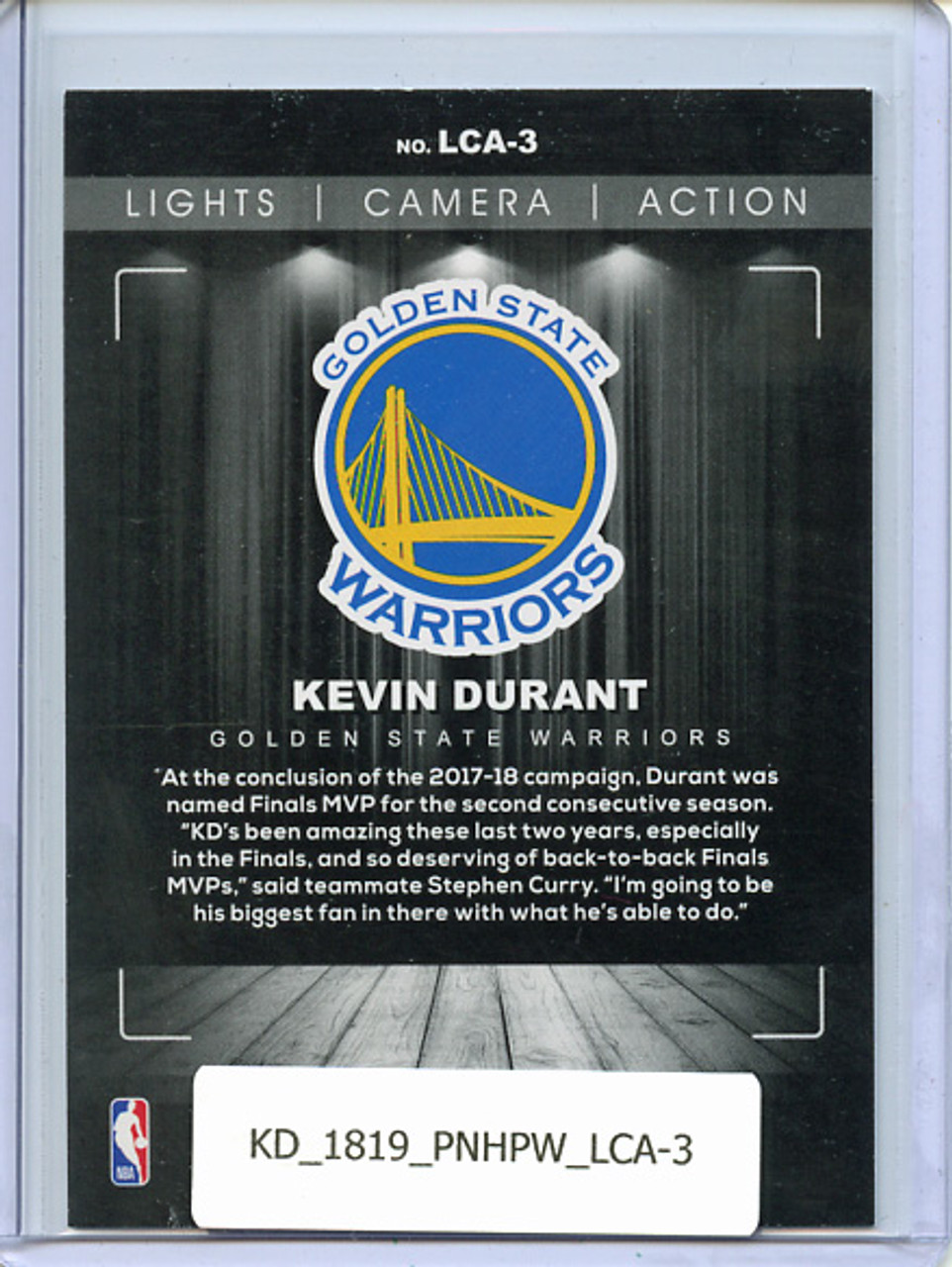 Kevin Durant 2018-19 Hoops, Lights Camera Action #LCA-3 Winter