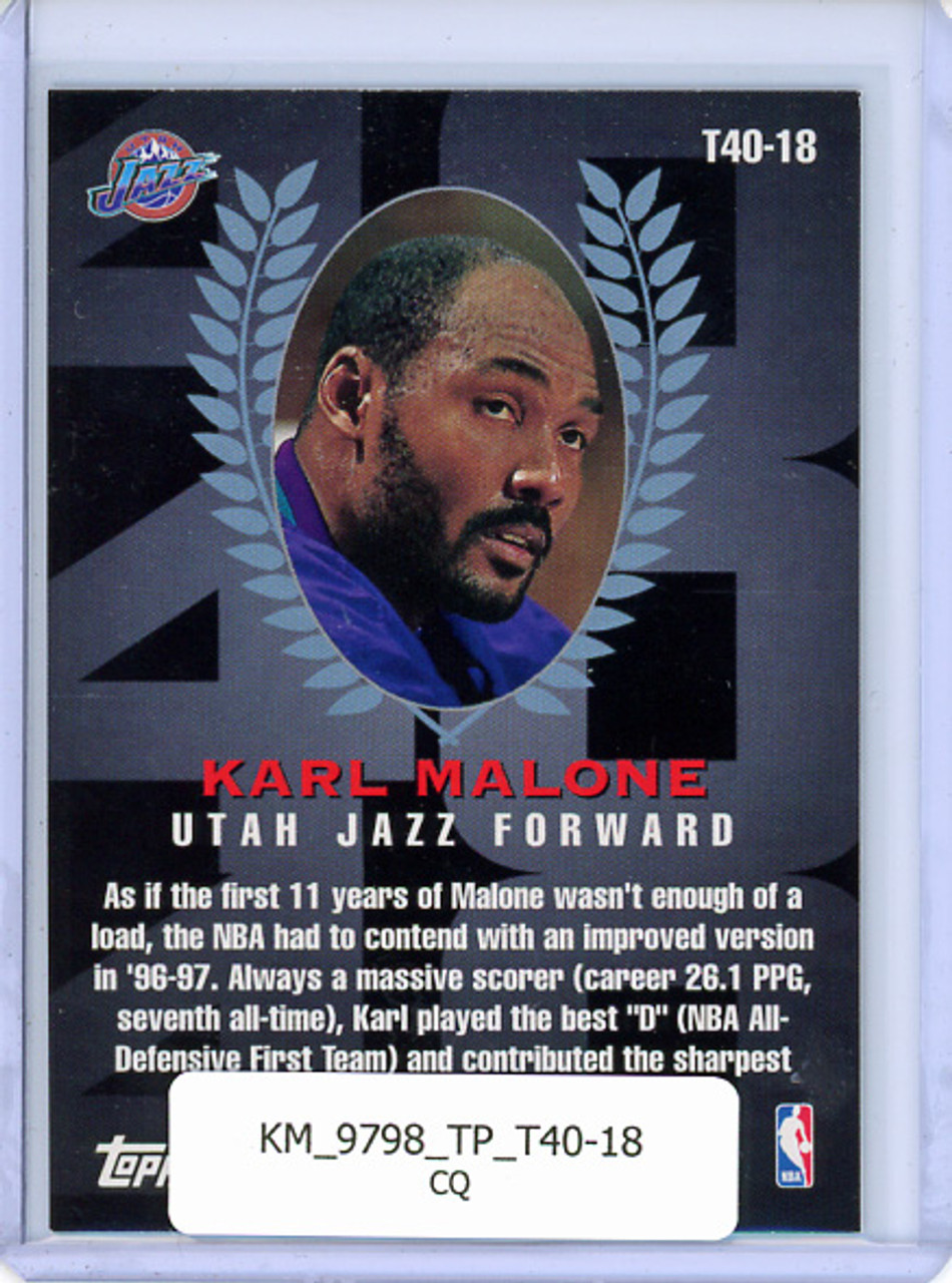 Karl Malone 1997-98 Topps, Topps 40 #T40-18 (CQ)