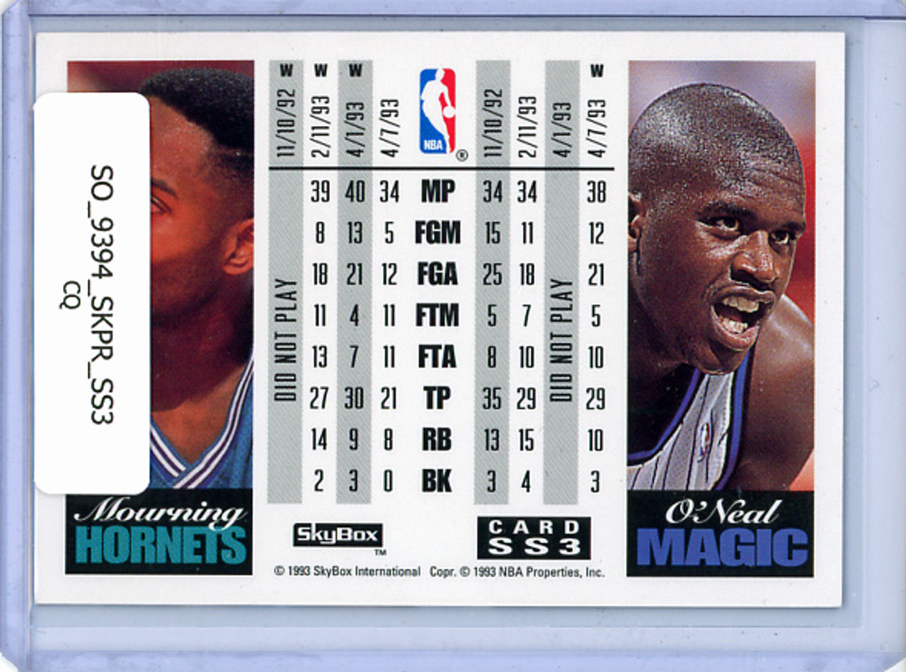 Alonzo Mourning, Shaquille O'Neal 1993-94 Skybox Premium, Showdown Series #SS3 (CQ)