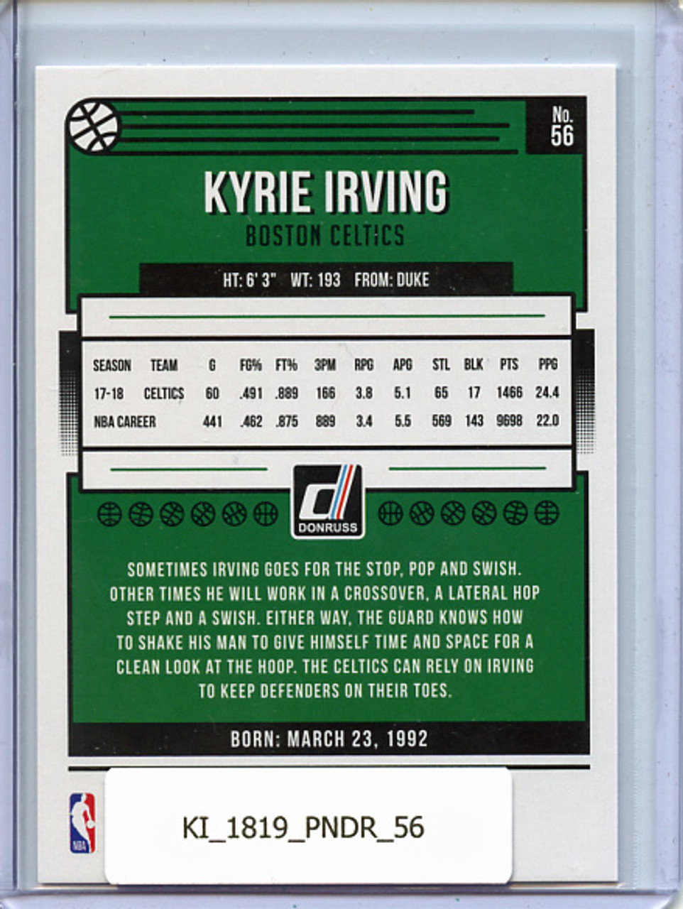 Kyrie Irving 2018-19 Donruss #56