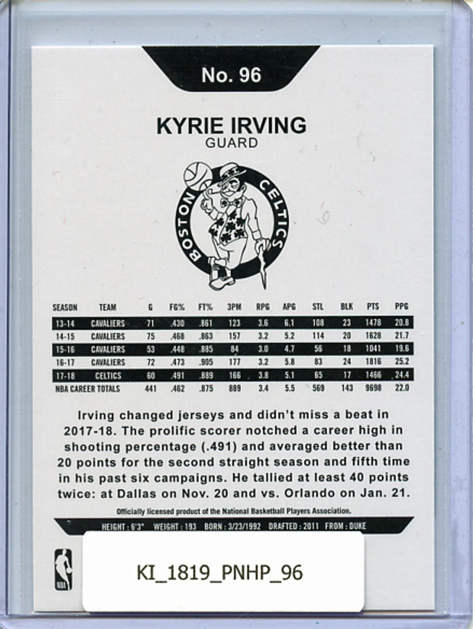 Kyrie Irving 2018-19 Hoops #96