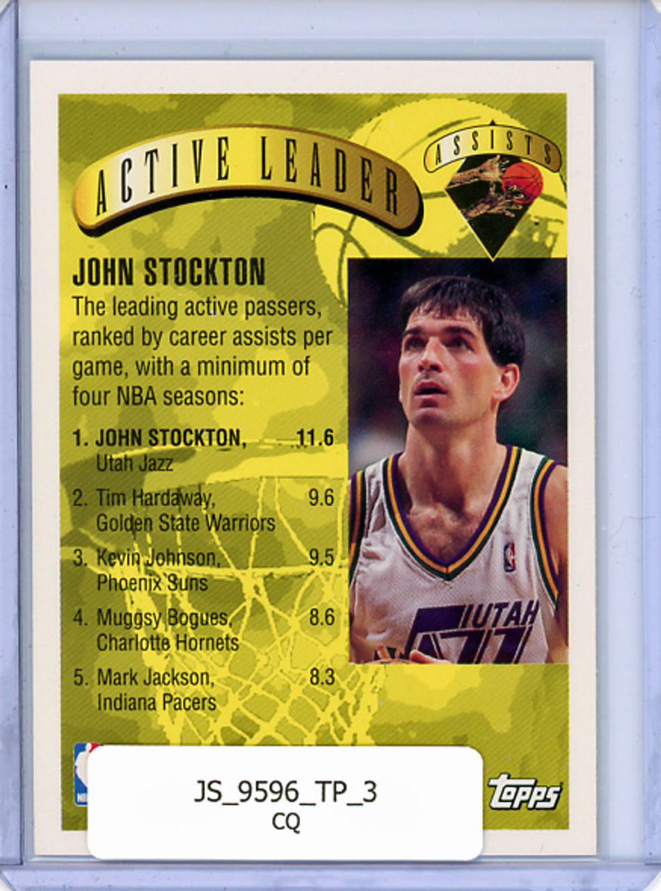John Stockton 1995-96 Topps #3 Active Leader - Assists (CQ)