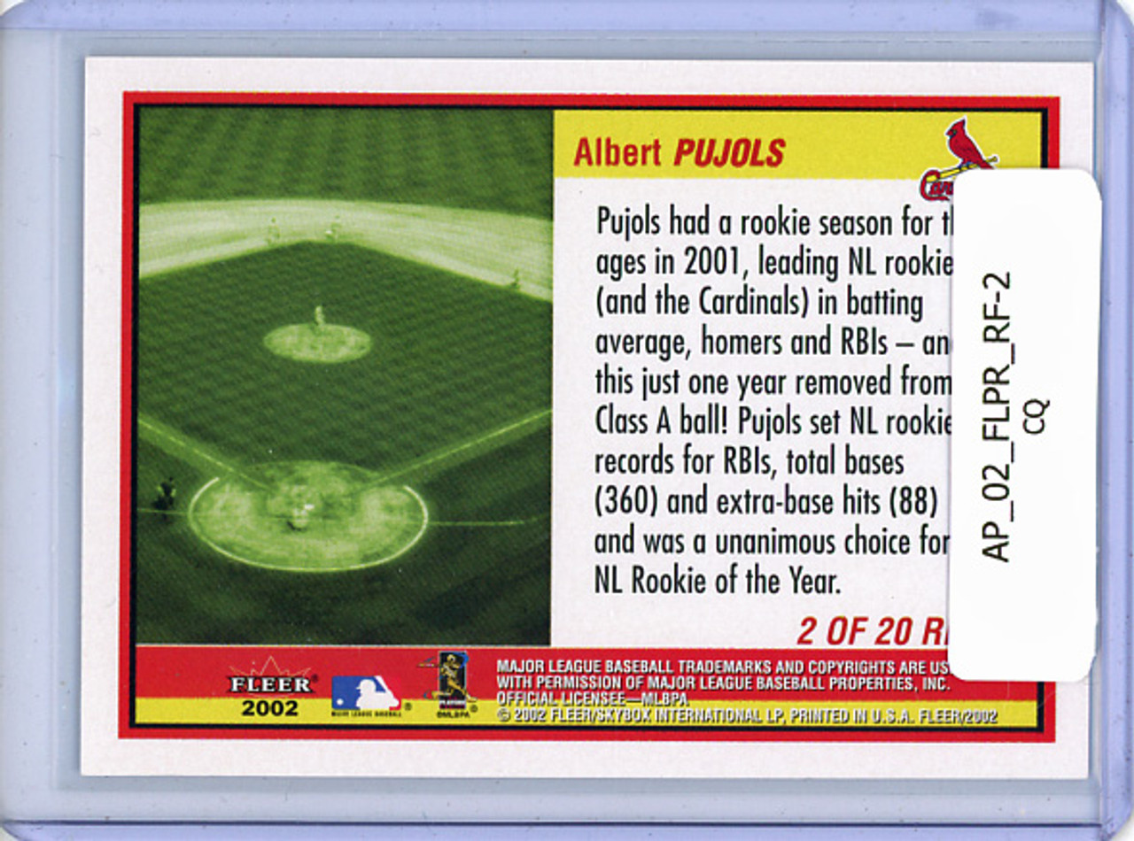 Albert Pujols 2002 Fleer, Rookie Flashbacks #RF-2 (CQ)