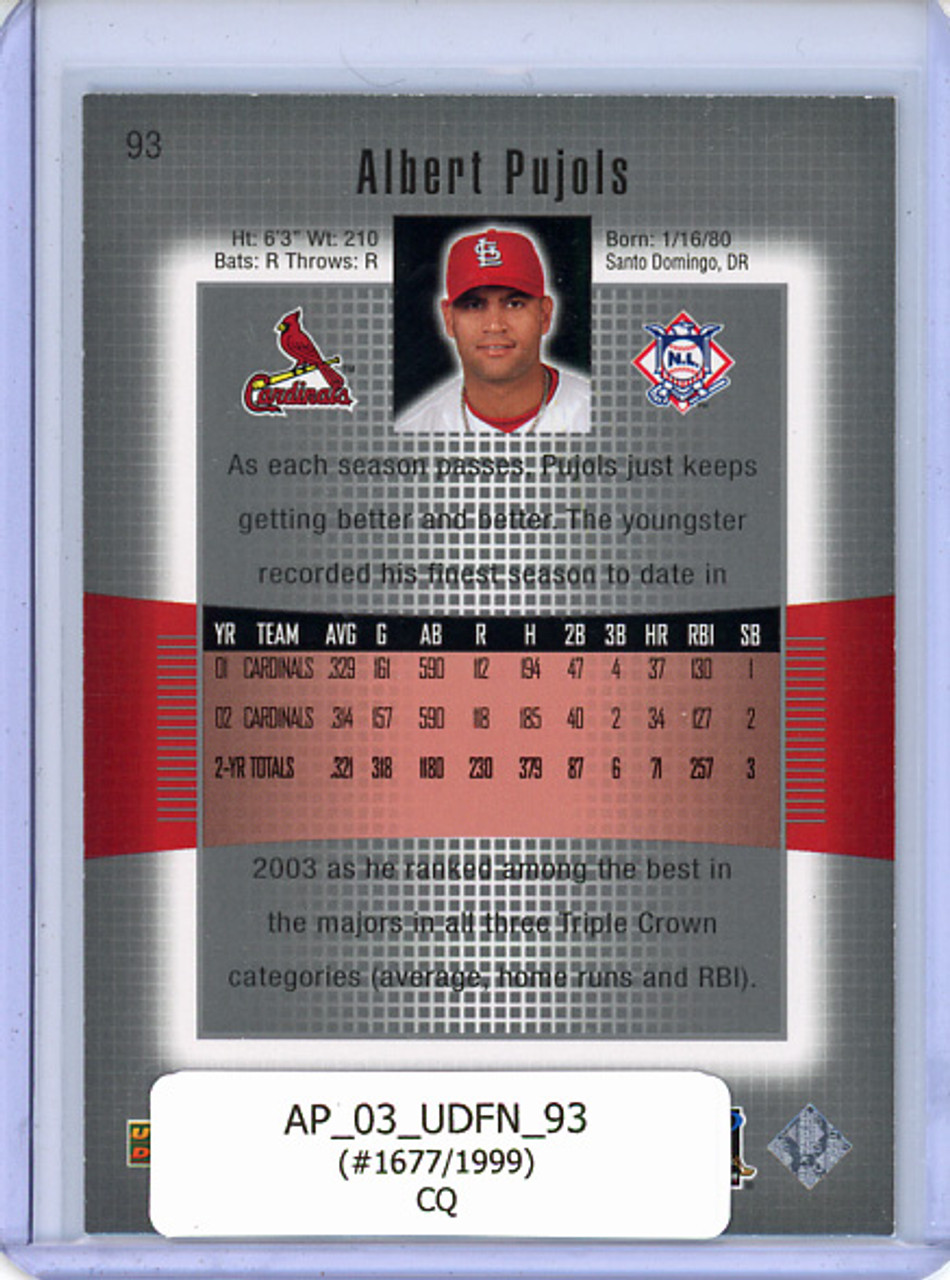 Albert Pujols 2003 Finite #93 (#1677/1999) (CQ)