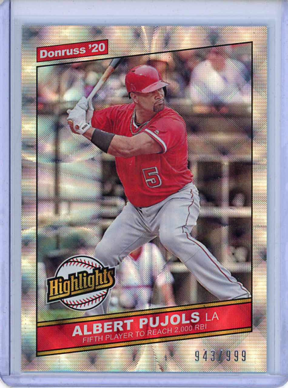 Albert Pujols 2020 Donruss, Highlights #H-3 (#943/999) (CQ)