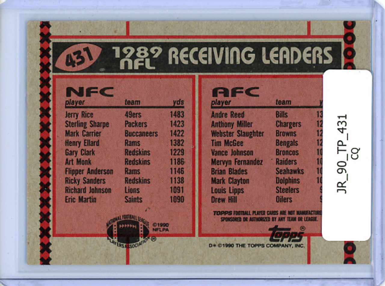Jerry Rice, Andre Reed 1990 Topps #431 Receiving Leaders (CQ)