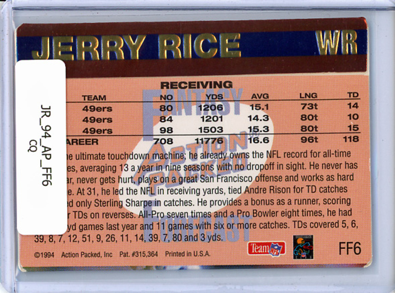 Jerry Rice 1994 Action Packed, Fantasy Forecast #FF6 (CQ)
