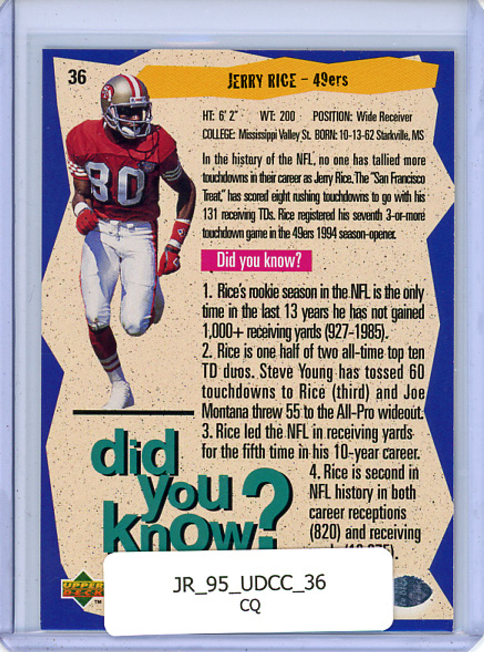 Jerry Rice 1995 Collector's Choice #36 Did You Know? (CQ)