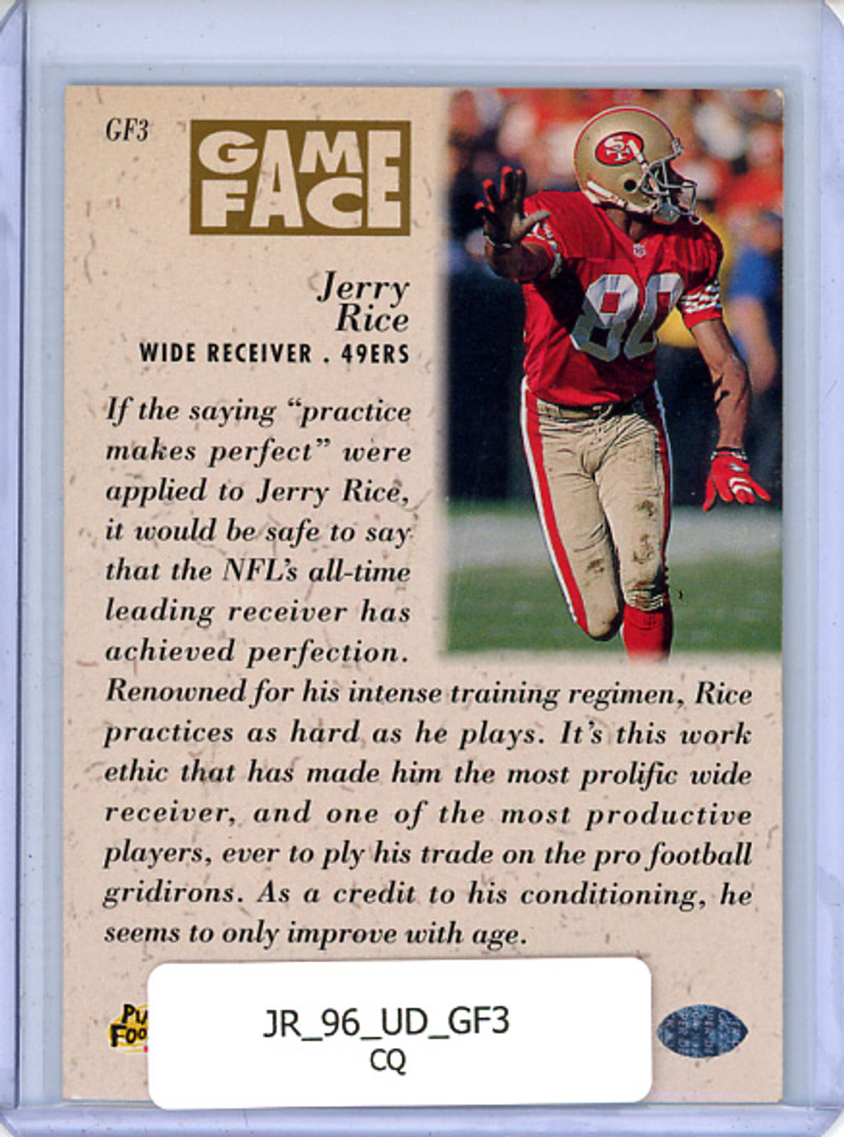 Jerry Rice 1996 Upper Deck, Game Face #GF3 (CQ)