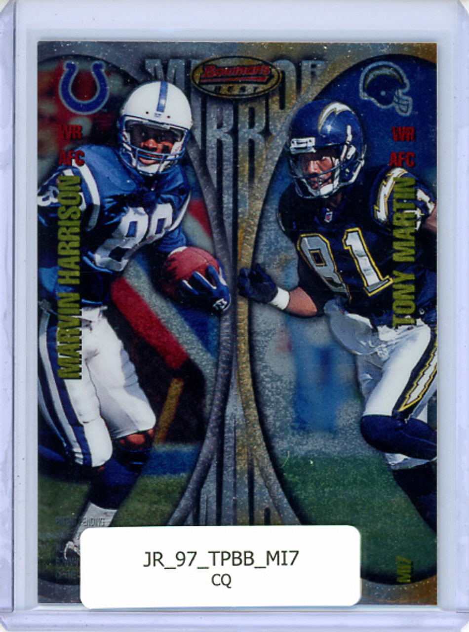 Isaac Bruce, Jerry Rice, Marvin Harrison, Tony Martin 1997 Bowman's Best, Mirror Images #MI7 (CQ)