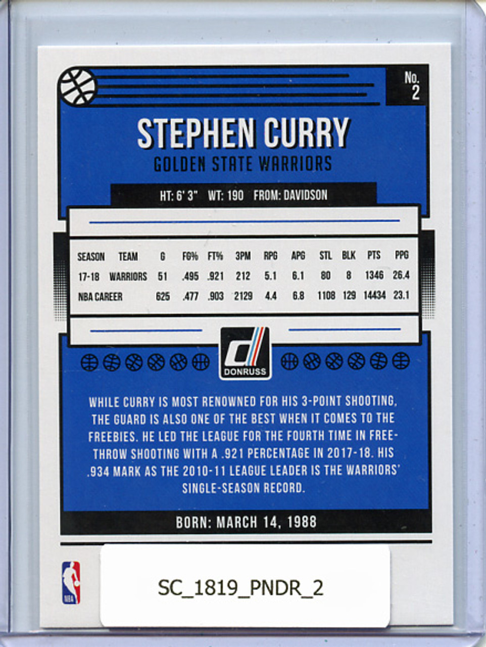 Stephen Curry 2018-19 Donruss #2