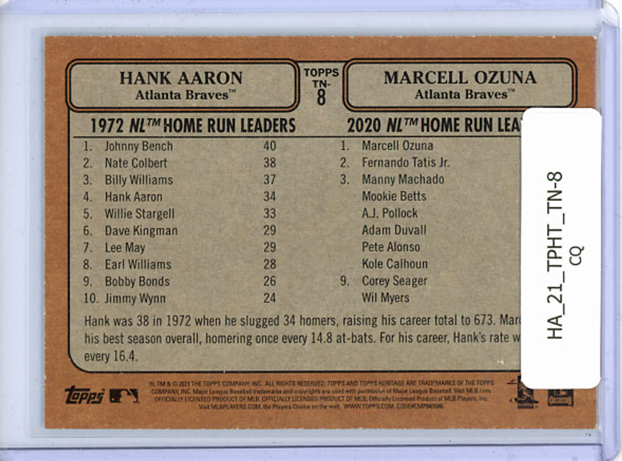 Hank Aaron, Marcell Ozuna 2021 Heritage, Then and Now #TN-8 (CQ)