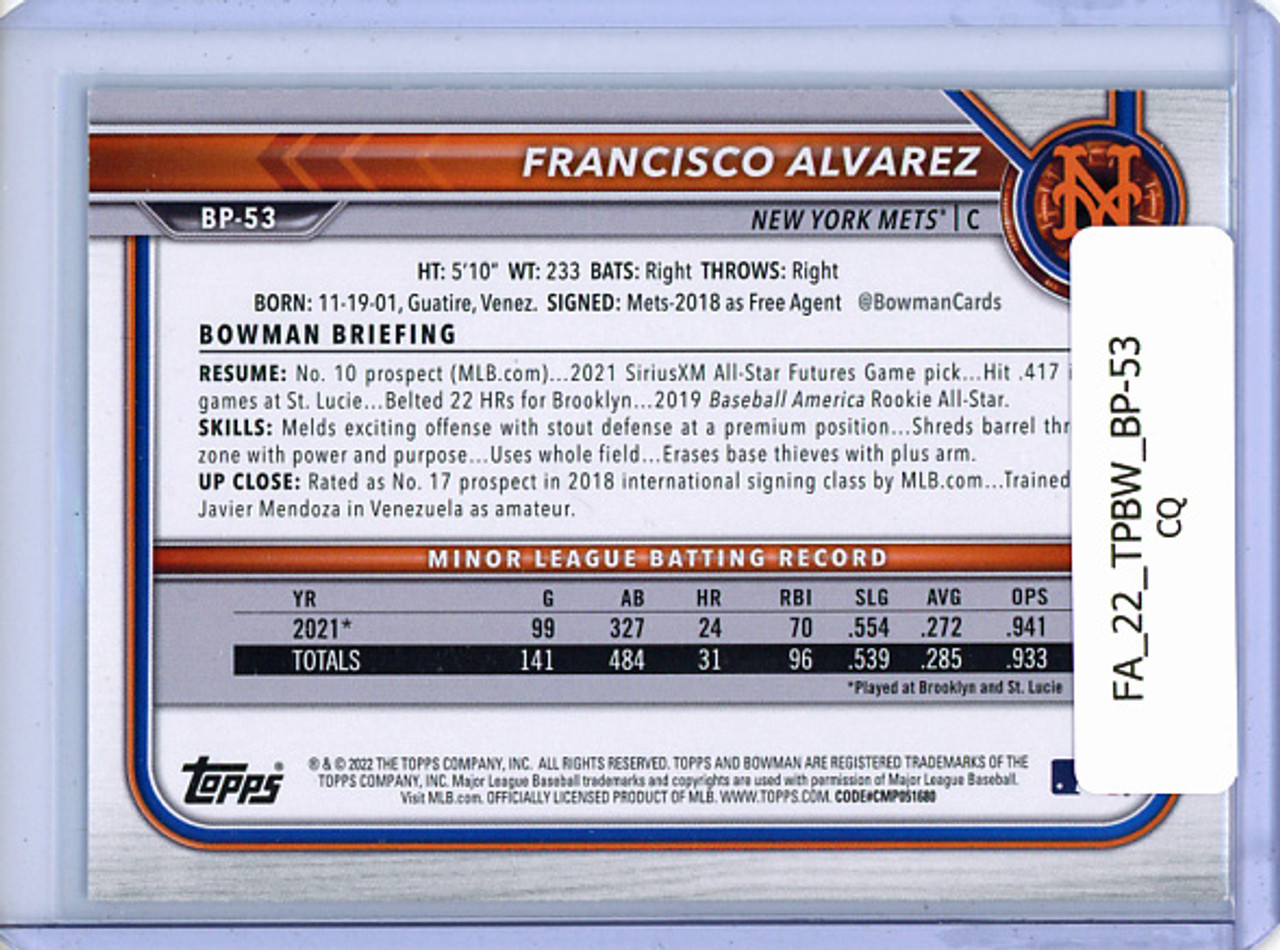 Francisco Alvarez 2022 Bowman Prospects #BP-53 (CQ)