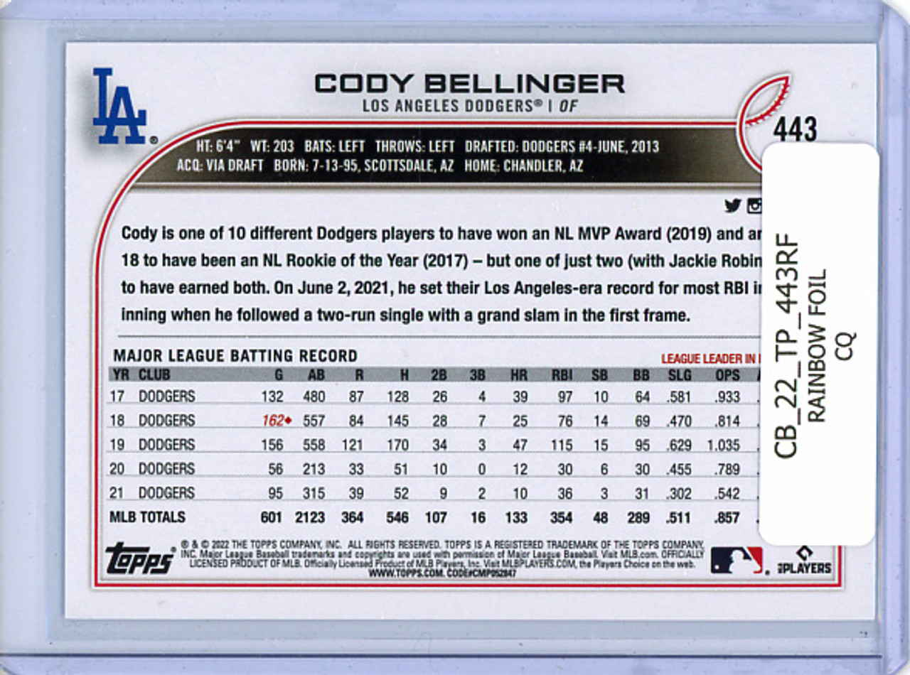 Cody Bellinger 2022 Topps #443 Rainbow Foil (CQ)