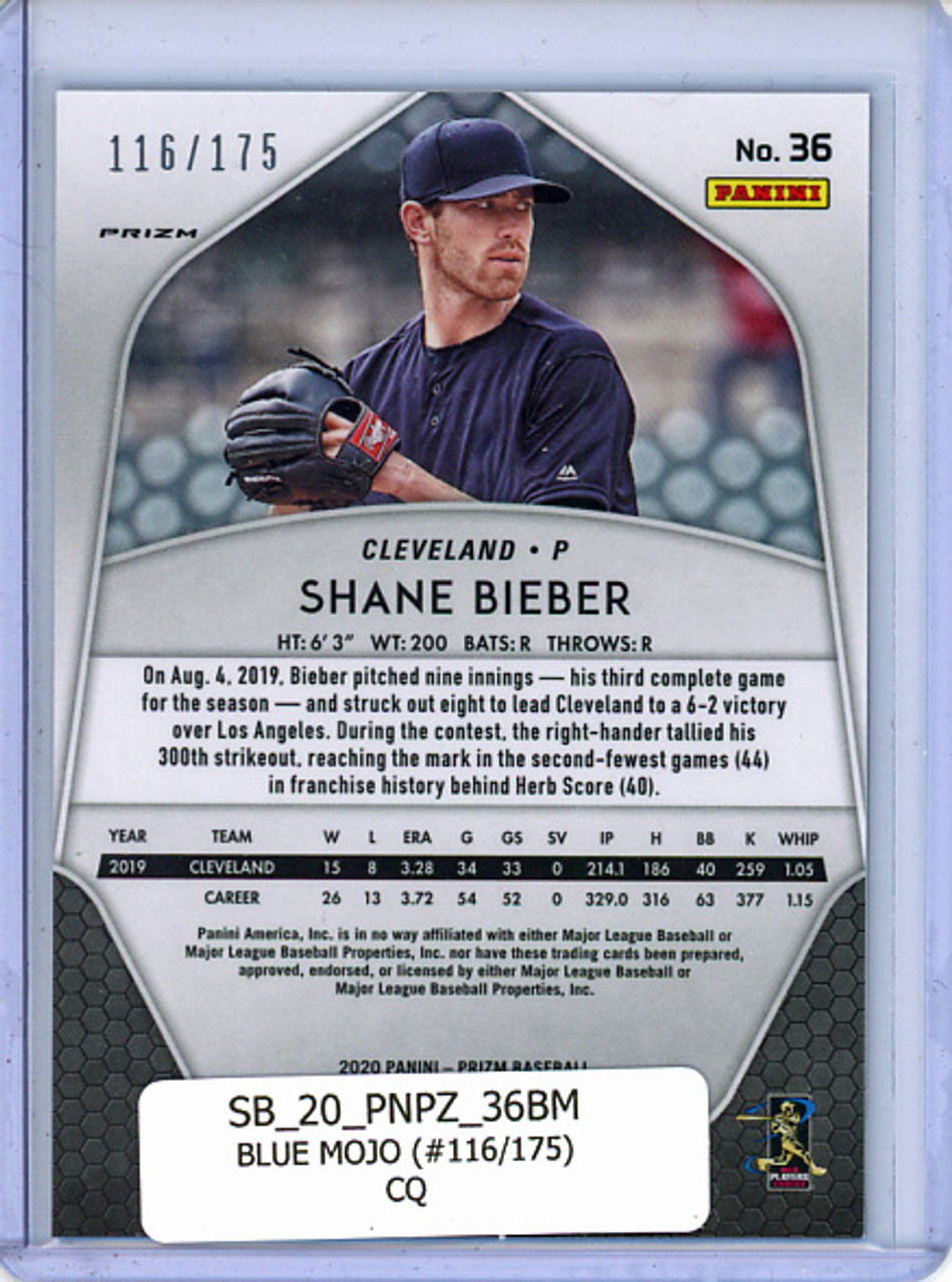 Shane Bieber 2020 Prizm #36 Blue Mojo (#116/175) (CQ)