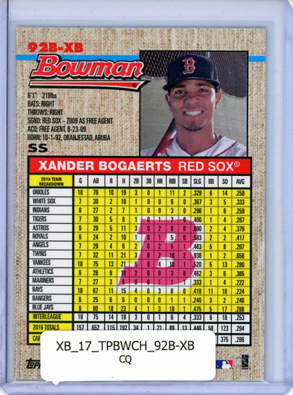 Xander Bogaerts 2017 Bowman Chrome, 1992 Bowman #92B-XB (CQ)