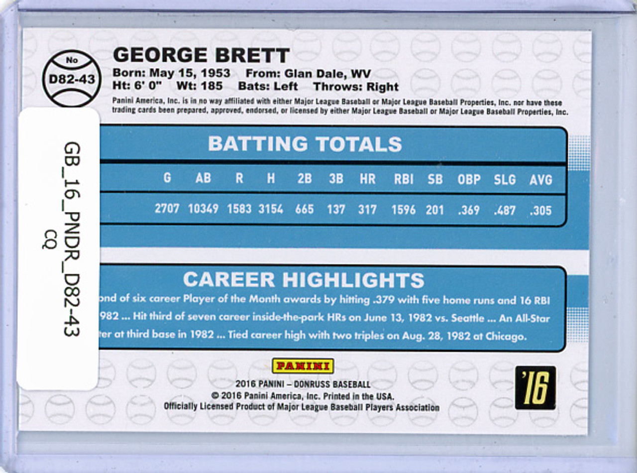 George Brett 2016 Donruss, 1982 #D82-43 (CQ)