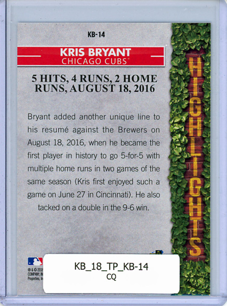 Kris Bryant 2018 Topps, Kris Bryant Highlights #KB-14 (CQ)