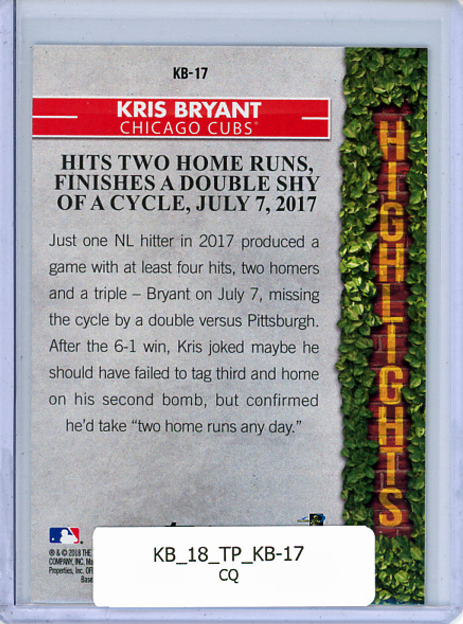 Kris Bryant 2018 Topps, Kris Bryant Highlights #KB-17 (CQ)