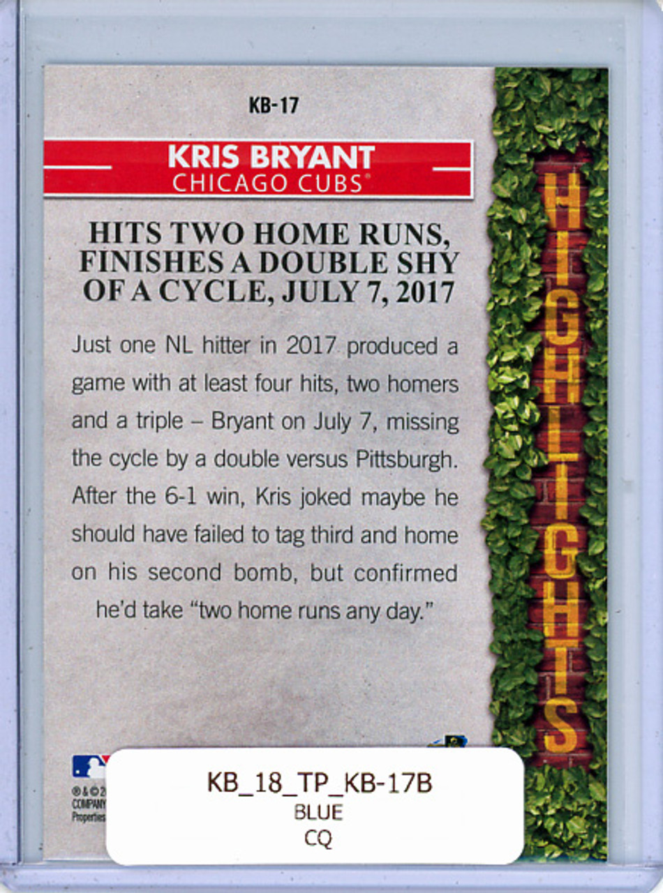 Kris Bryant 2018 Topps, Kris Bryant Highlights #KB-17 Blue (CQ)