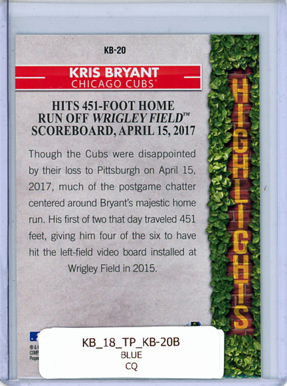 Kris Bryant 2018 Topps, Kris Bryant Highlights #KB-20 Blue (CQ)