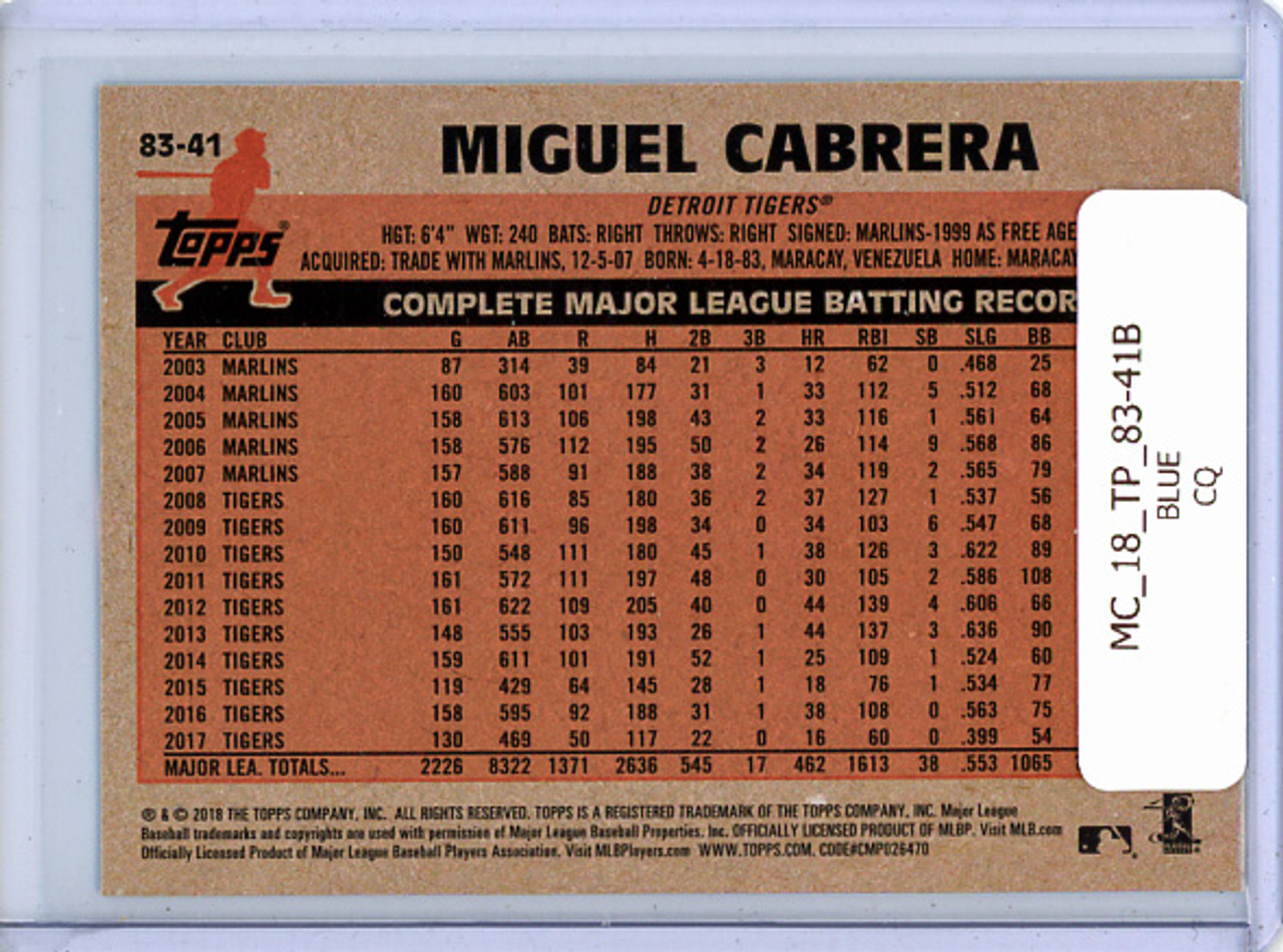Miguel Cabrera 2018 Topps, 1983 Topps #83-41 Blue (CQ)