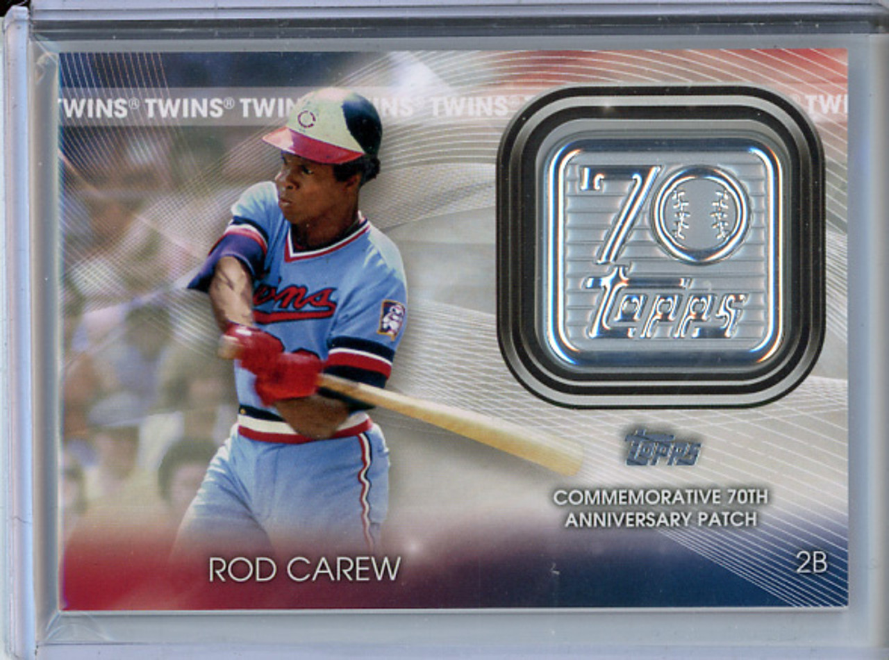 Rod Carew 2021 Topps, 70th Anniversary Commemorative Logo Patches #T70P-RCA (1) (CQ)