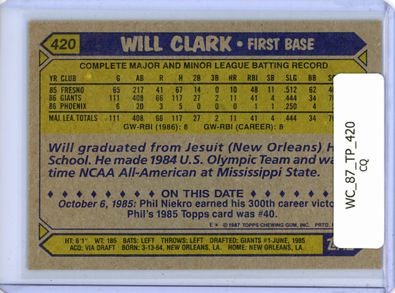 Will Clark 1987 Topps #420 (CQ)
