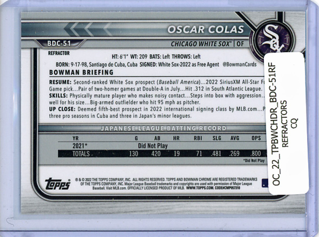Oscar Colas 2022 Bowman Chrome Draft #BDC-51 Refractors (CQ)