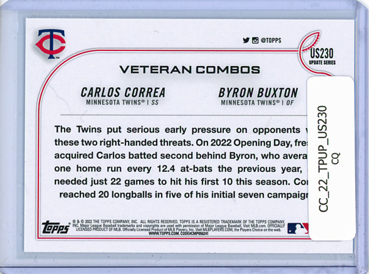 Carlos Correa, Byron Buxton 2022 Topps Update #US230 Veteran Combos (CQ)
