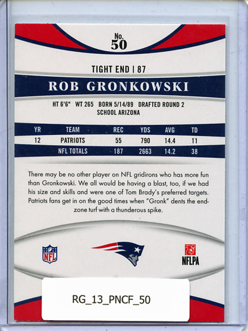 Rob Gronkowski 2013 Certified #50