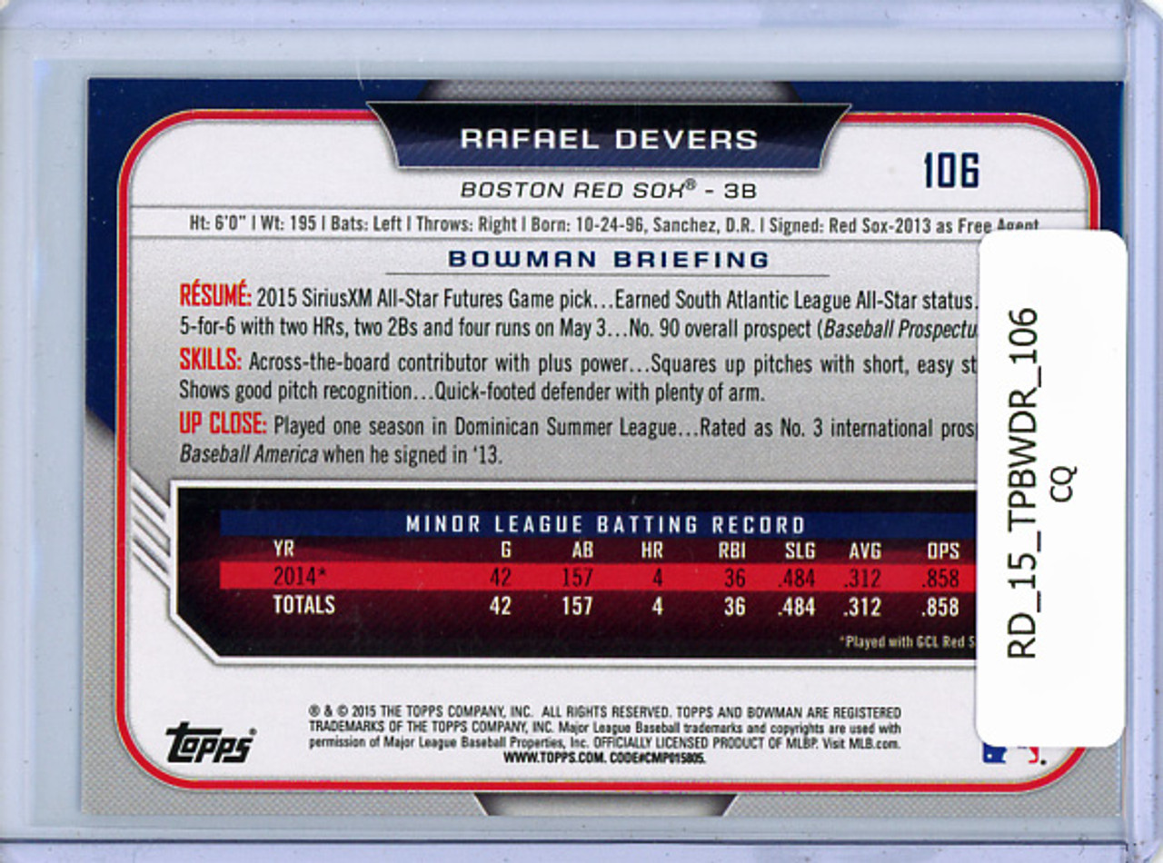 Rafael Devers 2015 Bowman Draft #106 (CQ)