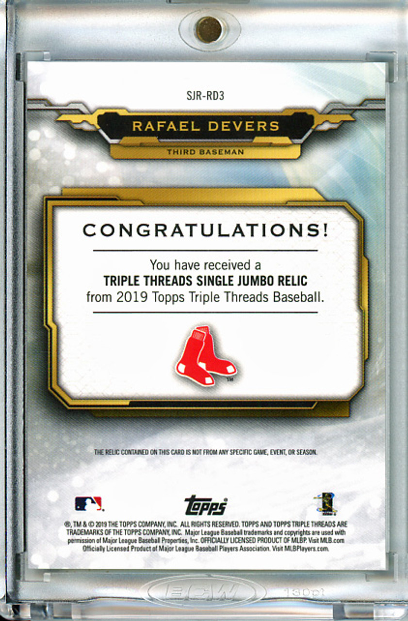 Rafael Devers 2019 Triple Threads, Single Jumbo Relics #SJR-RD3 Emerald (#05/18) (CQ)