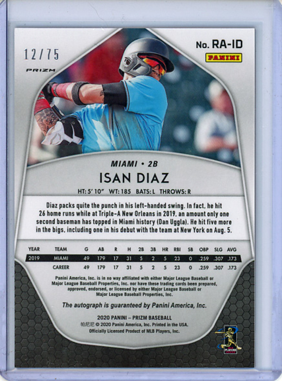 Isan Diaz 2020 Prizm, Rookie Autographs #RA-ID Red Wave (#12/75) (CQ)
