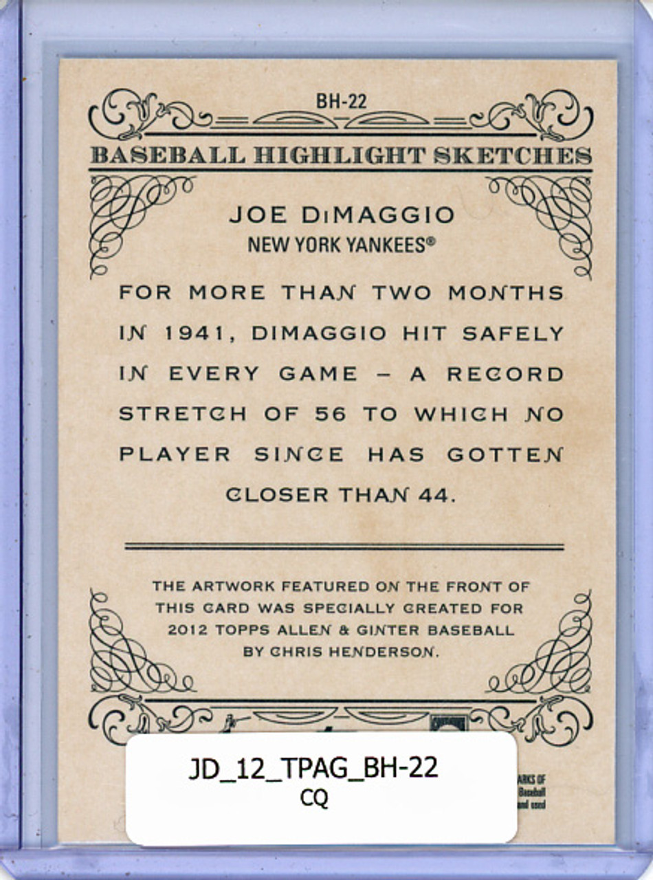 Joe DiMaggio 2012 Allen & Ginter, Baseball Highlights Sketches #BH-22 (CQ)