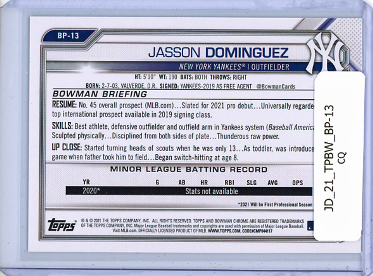 Jasson Dominguez 2021 Bowman Prospects #BP-13 (CQ)